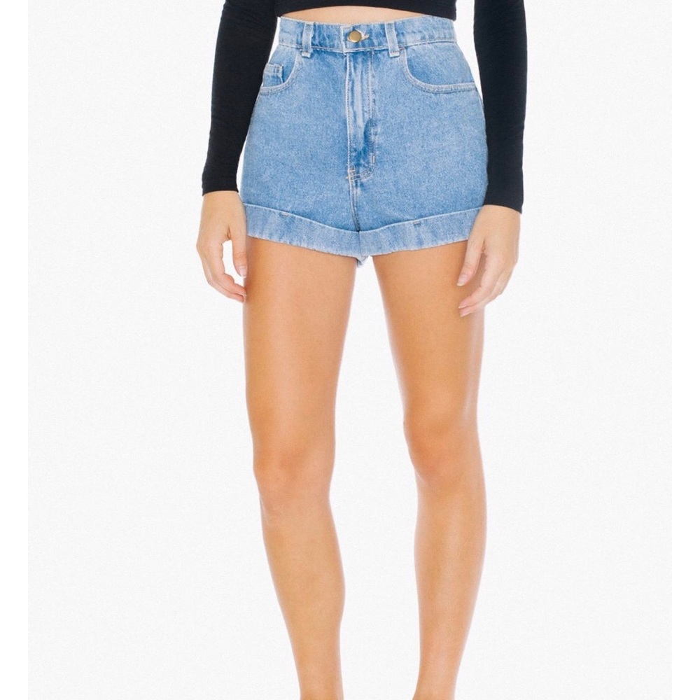 American Apparel Denim High-waist Cuff Short